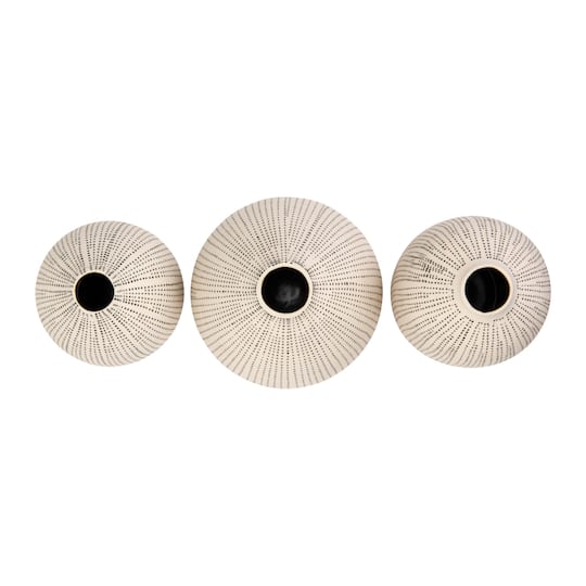 Hello Honey® White Stoneware Vases with Textured Black Polka Dots Set